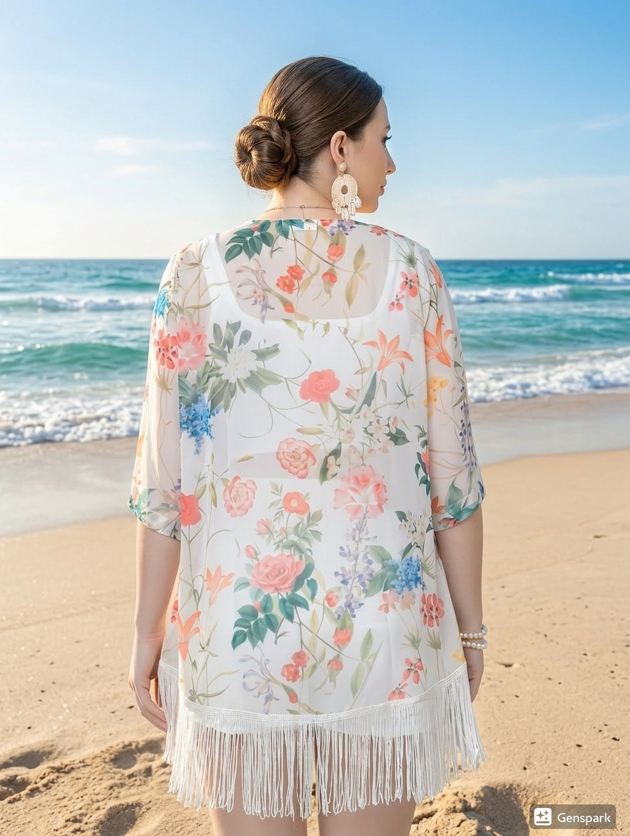Pastel Floral Fringe Kimono