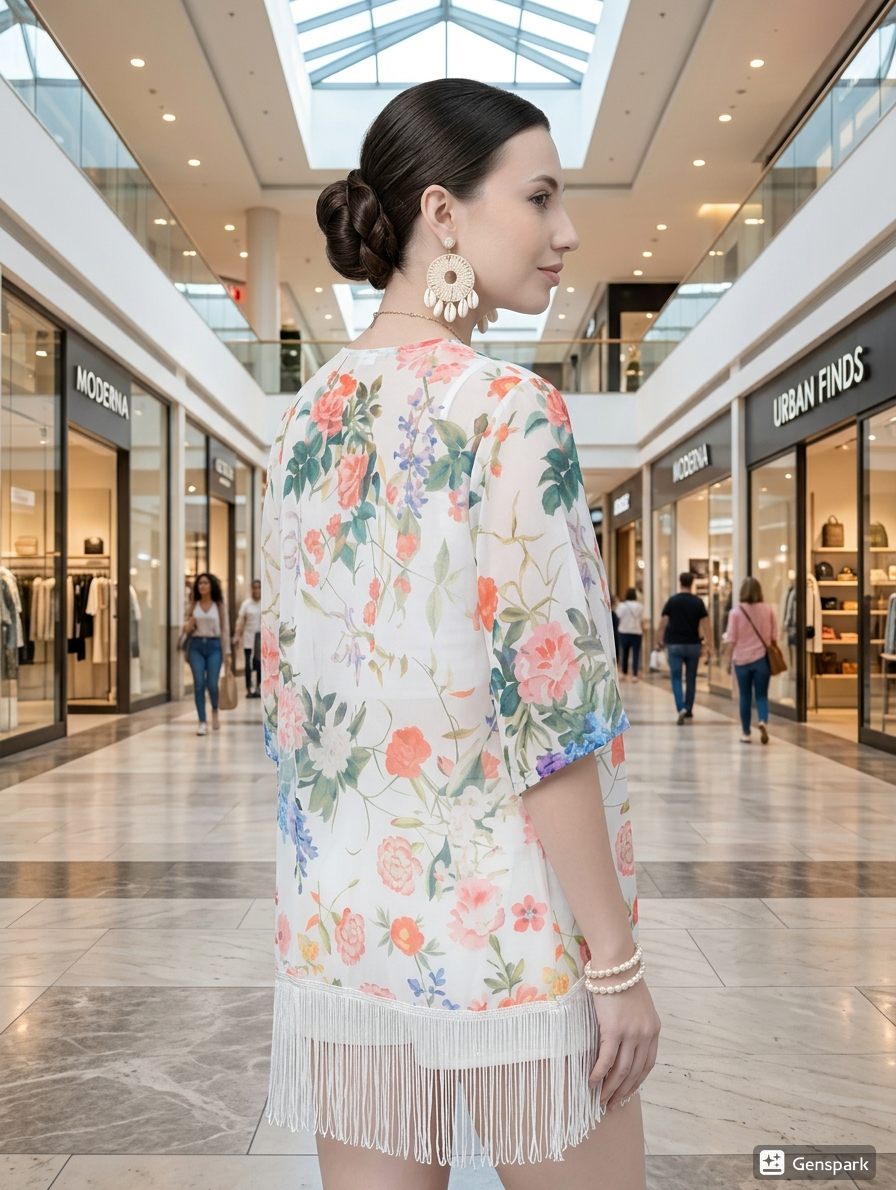 Pastel Floral Fringe Kimono for Women | Beach & Resort Wear | Kalaकन्या