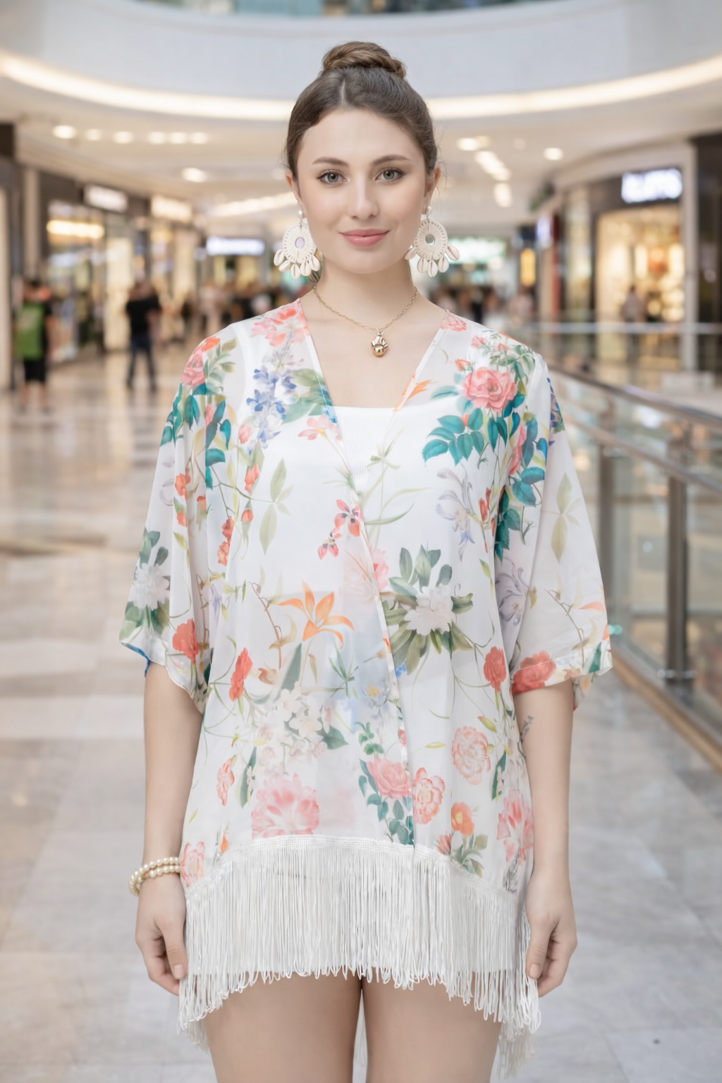 Pastel Floral Fringe Kimono for Women | Beach & Resort Wear | Kalaकन्या