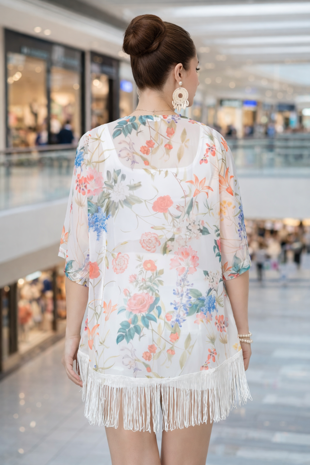 Pastel Floral Fringe Kimono for Women | Beach & Resort Wear | Kalaकन्या